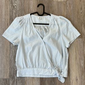 Madewell Short-Sleeve Wrap Top in Stripe, size M, Lightly Worn